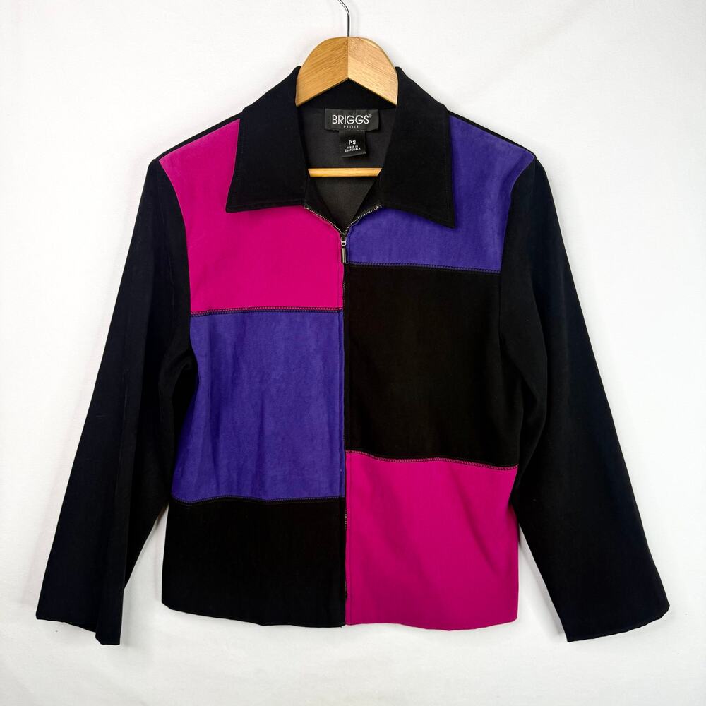 Briggs Color Block Zip Front Light Jacket Petite Small